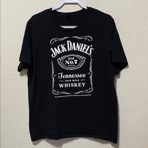Jack Daniels Men's Black and White Graphic Tee. Good Condition. Size XL.